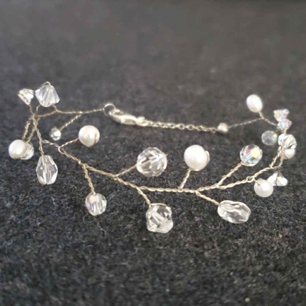 Swarovski Crystals and Fresh Water Pearls Vine Bracelet
